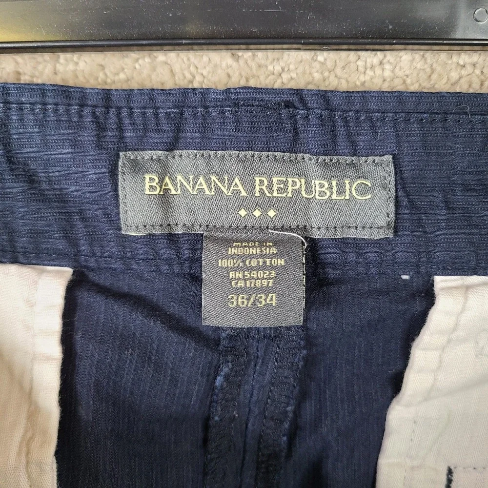 Banana Republic Pants Mens 36x30 Navy Blue Striped Chino Cotton Straight Casual